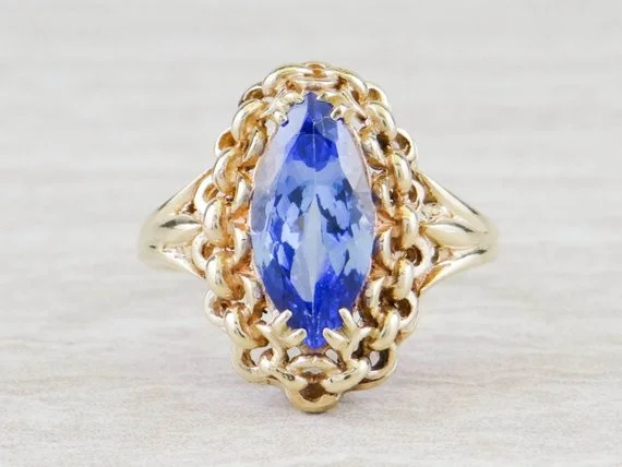 Marquise Cut Tanzanite Ladies Cocktail Ring