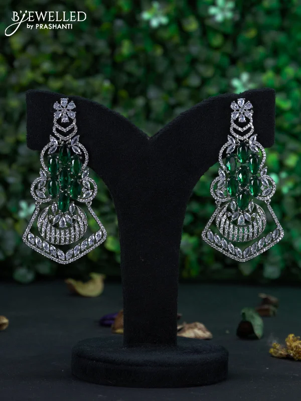 crystal earrings for women -Zircon earring with emerald and cz stones