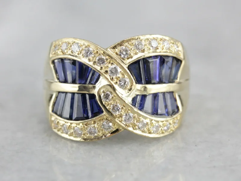 Modern Sapphire and Diamond Ring