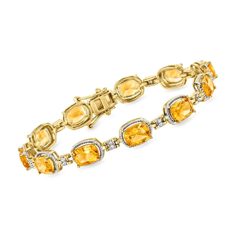 gemstone rings for women -Ross-Simons Citrine and . Diamond Bracelet in 18kt Gold Over Sterling