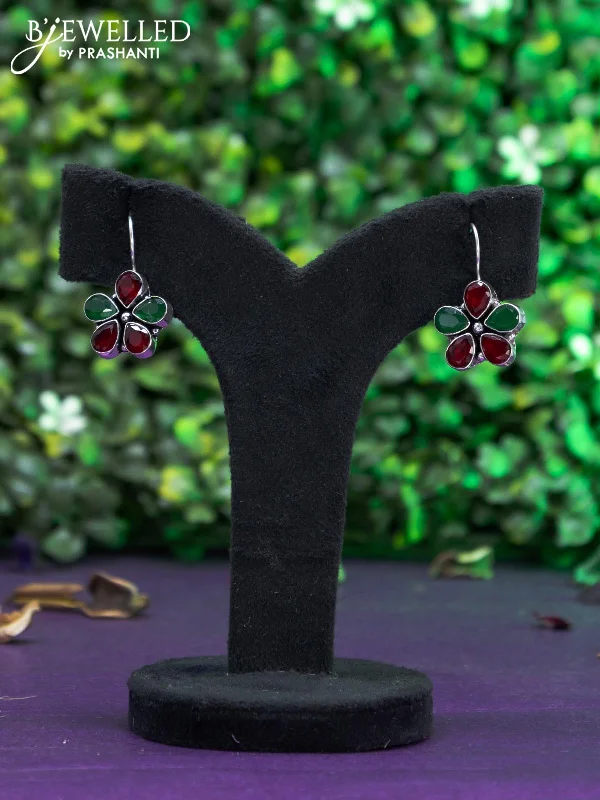 elegant chandelier earrings -Oxidised hanging type earring with kemp stones