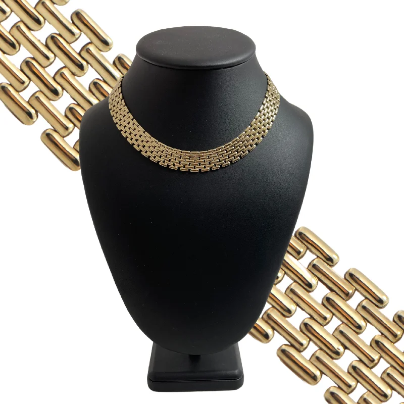 geometric necklaces for women -Vintage Italian 14K Gold Panther Link Necklace