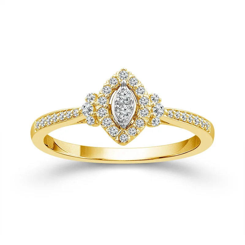 1/5 Ctw Marquise Halo Multi Stone Diamond Promise Ring