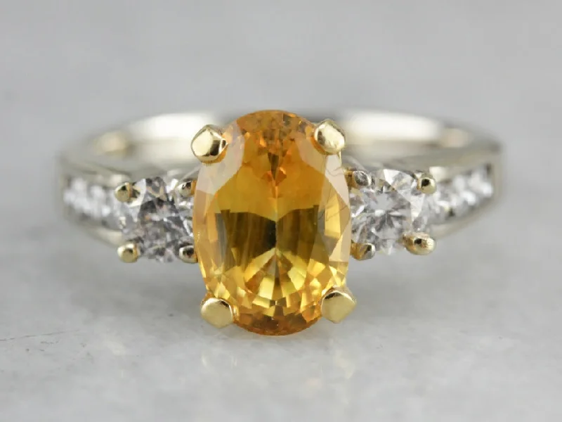 vintage engagement rings -Modern Yellow Sapphire Anniversary or Engagement Ring