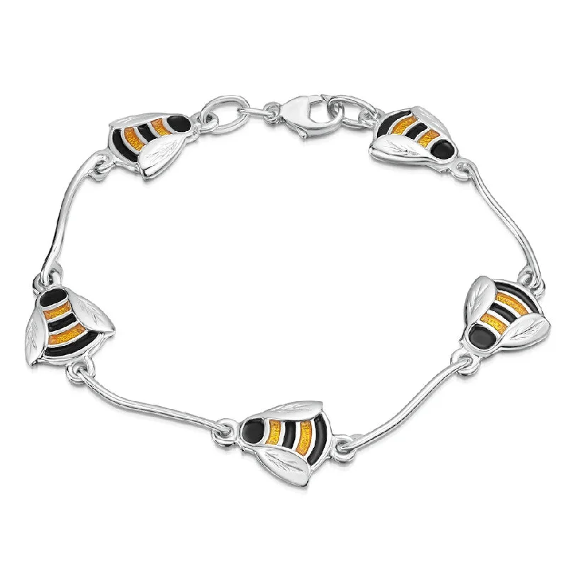 gemstone rings for women -Bumblebee Sterling Silver And Enamel Bracelet - EBL273-YELBK