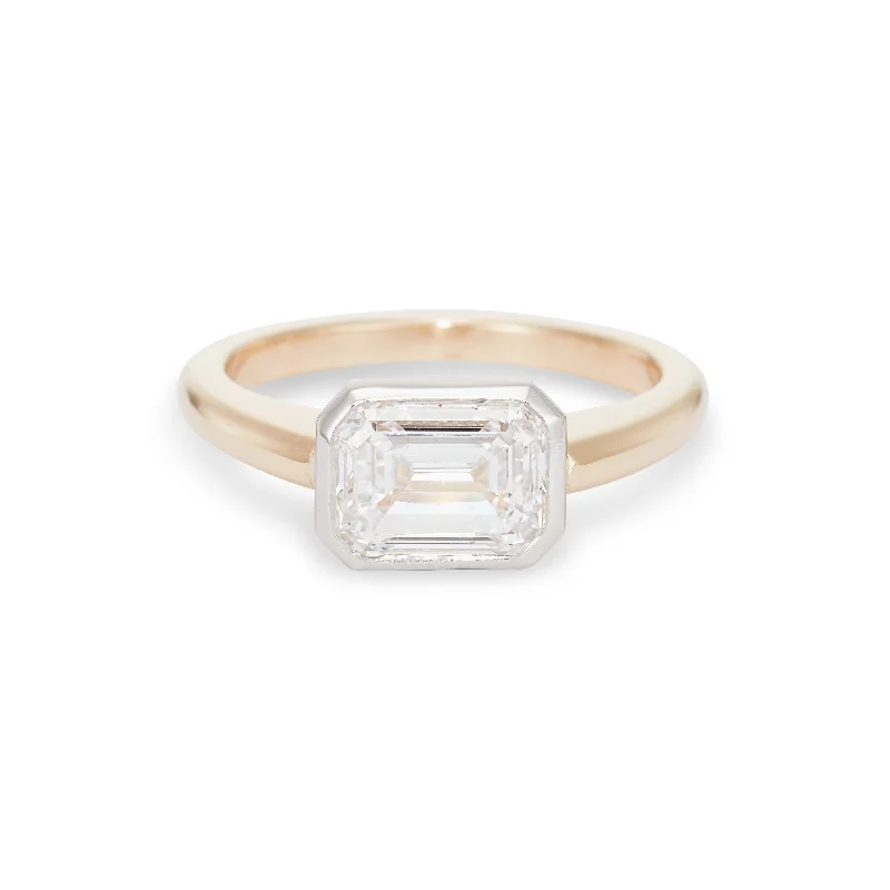 classic round cut engagement rings -The Katie, Two Tone Engagement Ring *Made-To-Order*