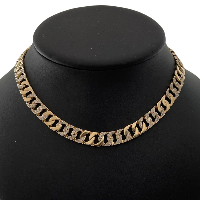 engagement necklaces for women -Vintage 18K Yellow Gold Diamond Curb Link Necklace