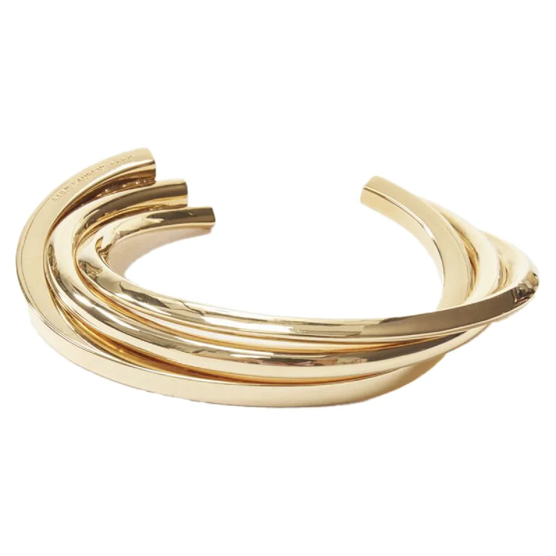 titanium rings for women -Saint Laurent Architectural Triple Twist Cuff Bangle Hedi Slimane