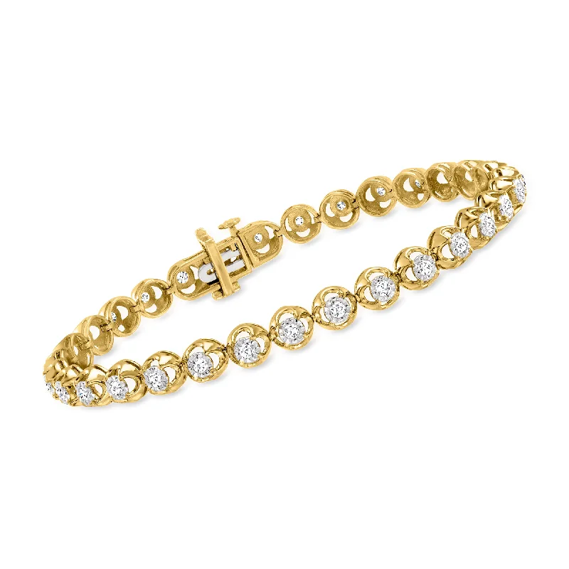 dainty bracelets for women -Ross-Simons Diamond Tennis Bracelet in 18kt Gold Over Sterling