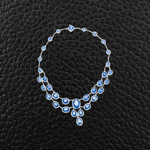 sapphire necklaces for women -Sapphire & Diamond Necklace