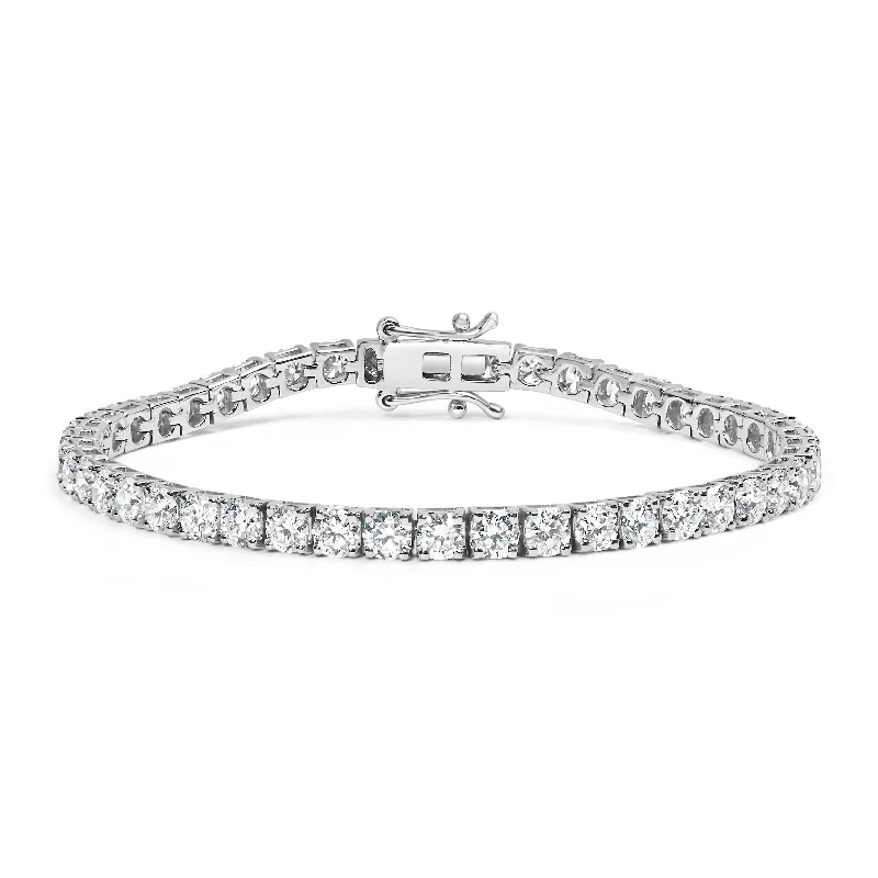 personalized engraved bracelets for women -14K White Gold 4-Prong Set Lab Grown Round Diamond Classic Tennis Bracelet