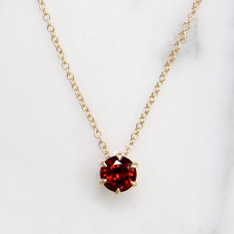 modern necklaces for women -Wine-Dark Garnet & Gold Solitaire Pendant by 720