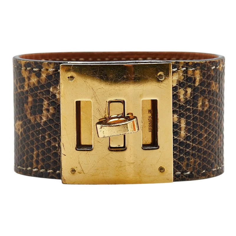 stackable silver bangles -Hermes Kelly Dog Lizard Bracelet Gold