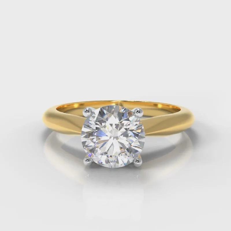 women’s signature engagement rings -Carrée Solitaire Round Brilliant Diamond Engagement Ring - Yellow Gold