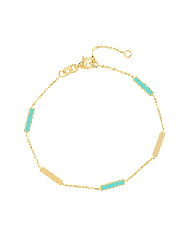 chic gemstone rings for women -14K Bar Station Bracelet