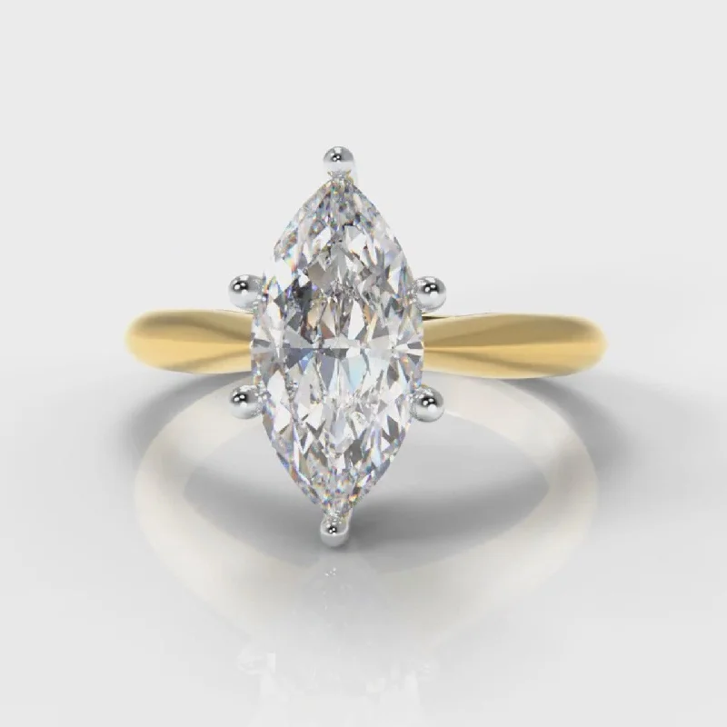 vintage diamond engagement rings -Star Solitaire Marquise Diamond Engagement Ring - Yellow Gold