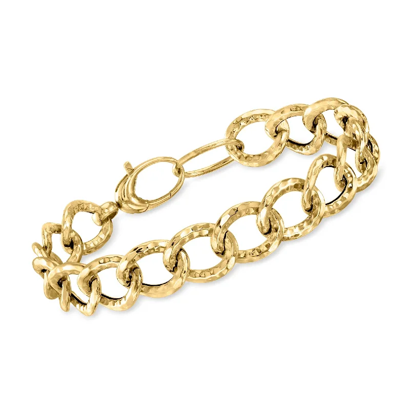 unique charm bracelets for women -Ross-Simons Italian 14kt Yellow Gold Curb-Link Bracelet