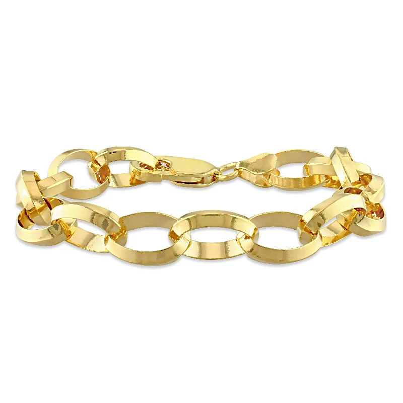 women’s ruby rings -Mimi & Max Rolo Chain Bracelet in Yellow Plated Sterling Silver - 7.5 in