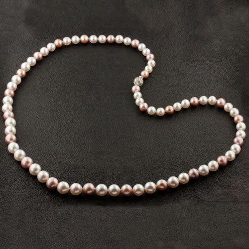 personalized birthstone necklaces for women -White & Pink South Sea & Kasumiga Pearl Necklace