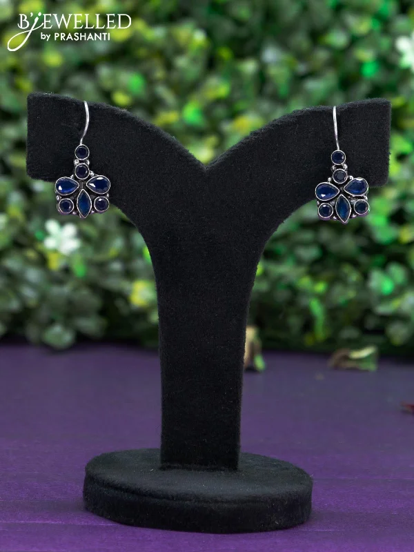 gemstone earrings for women -Oxidised hanging type earring with sapphire stones