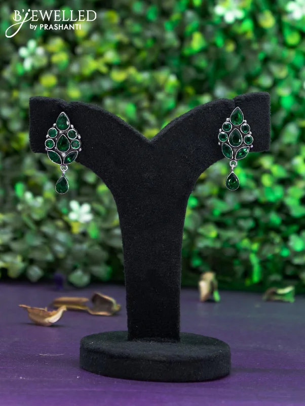 special occasion earrings for women -Oxidised earring with emerald stones and hanging