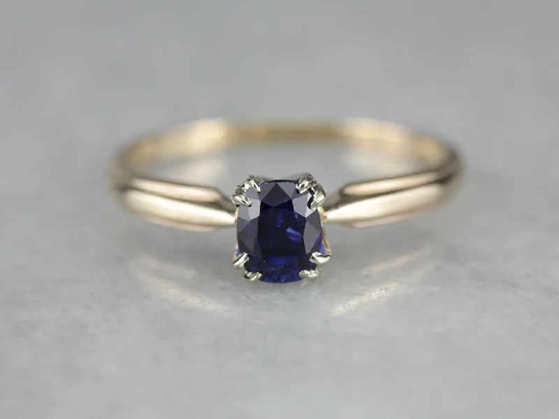 wedding engagement rings -Classic Solitaire Sapphire Engagement Ring