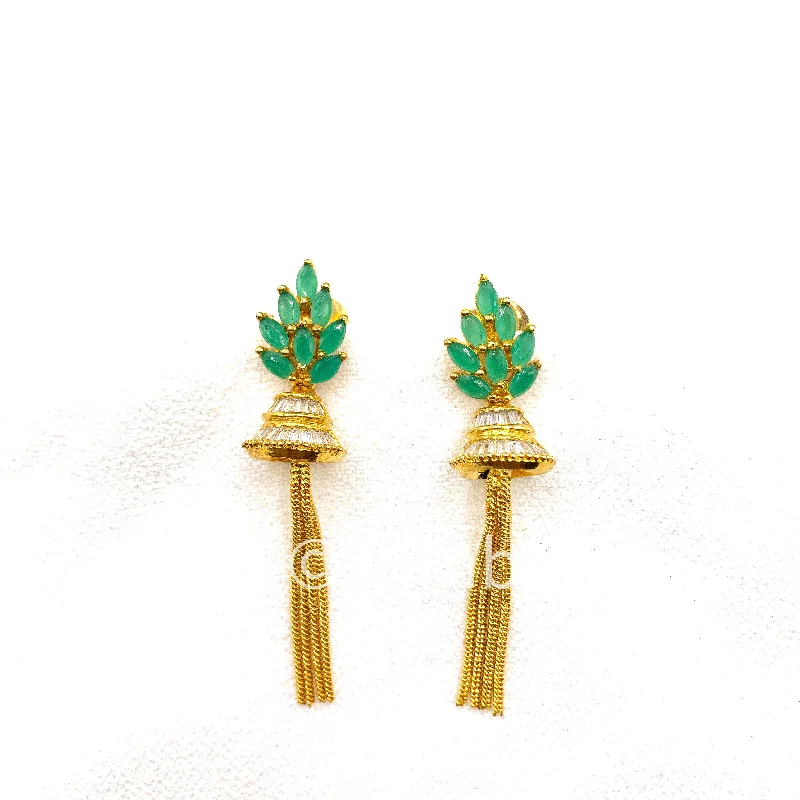 crystal earrings for women -Modern and Trendy Green Zircon (CZ) stone Jhumka earring