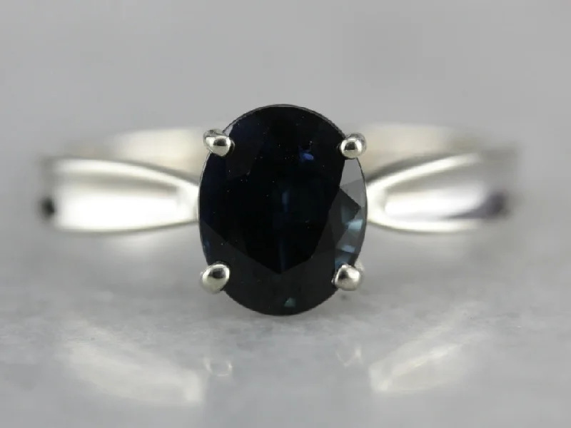 White Gold Sapphire Solitaire Ring