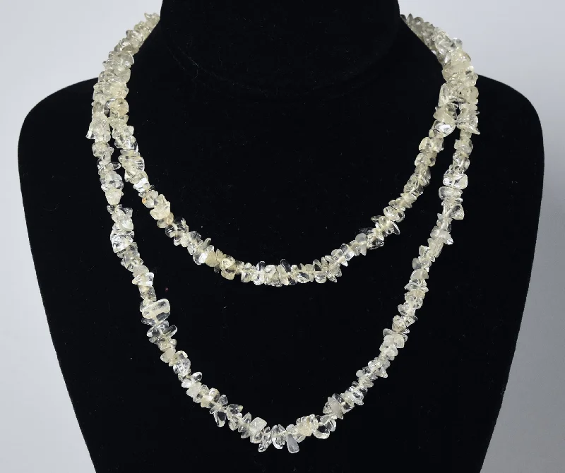 creative design necklaces for women -Single Strand Quartz Chip Bead Necklace - 36 inches