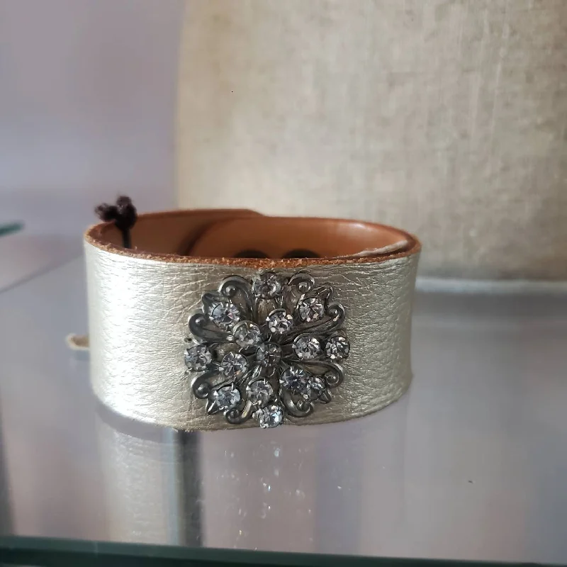 vintage style bracelets -Bling Cuff In Silver