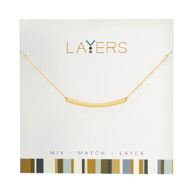 minimalist gold necklaces for women -Gold Curve Bar Layers Necklace