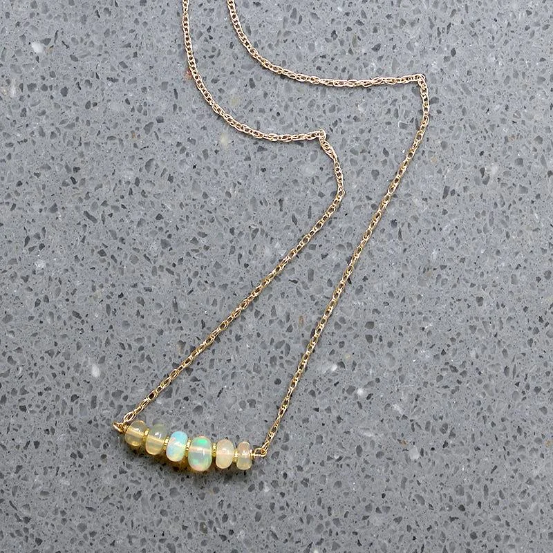 sophisticated necklaces for women -Olio Arc Necklace in Opals by brunet