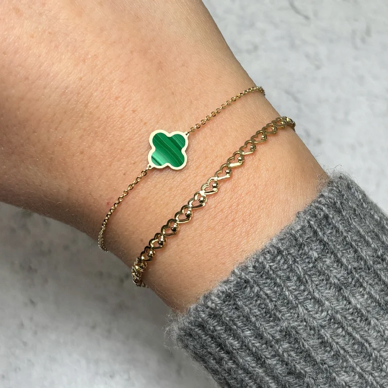 classic bangles for women -Small Malachite Single Clover Bracelet