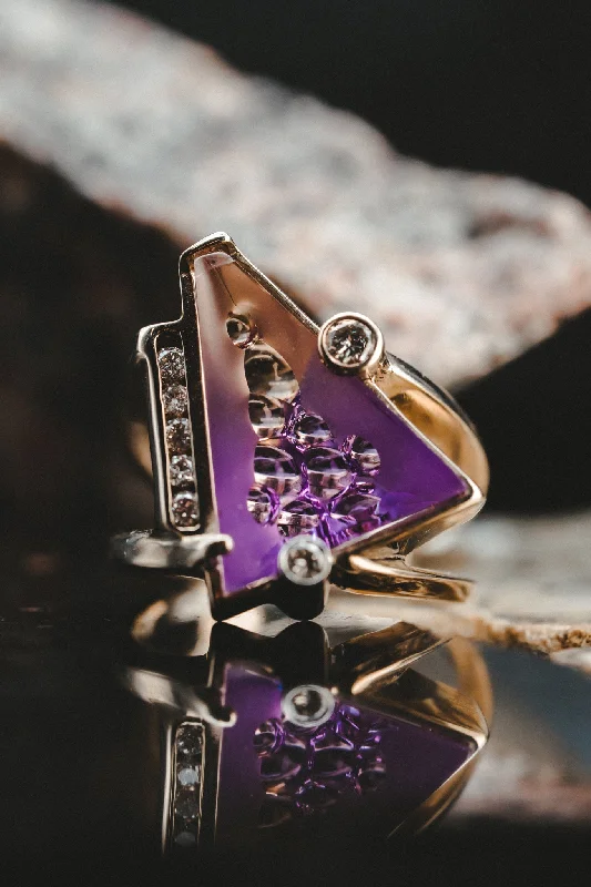 14k White Gold Ametrine and Diamond Ring