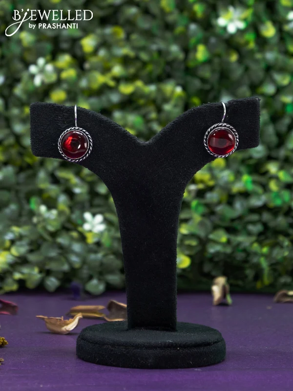 long chain earrings for women -Oxidised hanging type earring with maroon stones