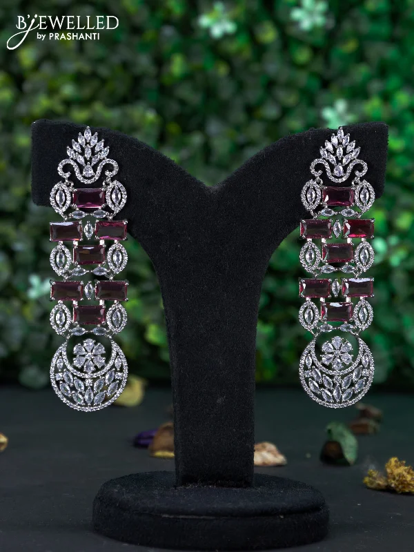 small earrings for women -Zircon earring with ruby and cz stones