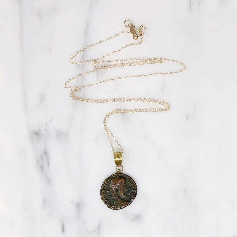 gemstone pendant necklaces for women -Roman Emperor Constantius II Coin Gold Necklace