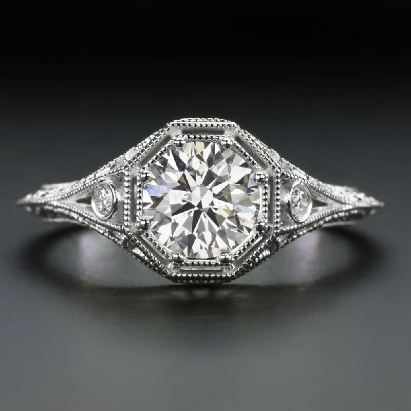 women’s signature engagement rings -1 CARAT VINTAGE STYLE DIAMOND ENGAGEMENT RING GIA CERTIFIED EXCELLENT CUT I SI2