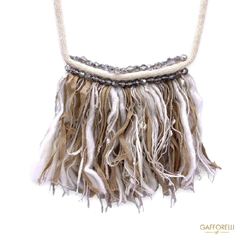 double chain necklaces for women -Soft Necklace with Beads and Fringes C282 - Gafforelli Srl