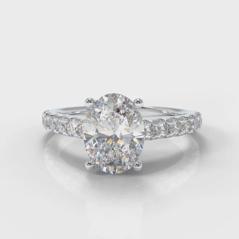 engagement rings with vintage style -Carrée Micropavé Oval Diamond Engagement Ring