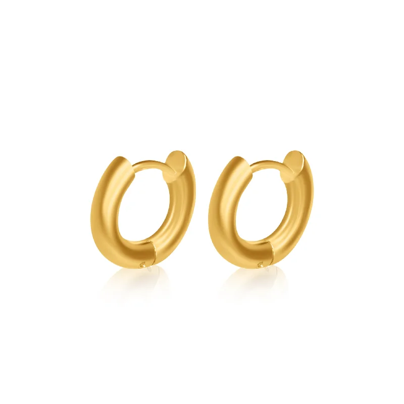 heart-shaped earrings for women -Gold Simple Huggies