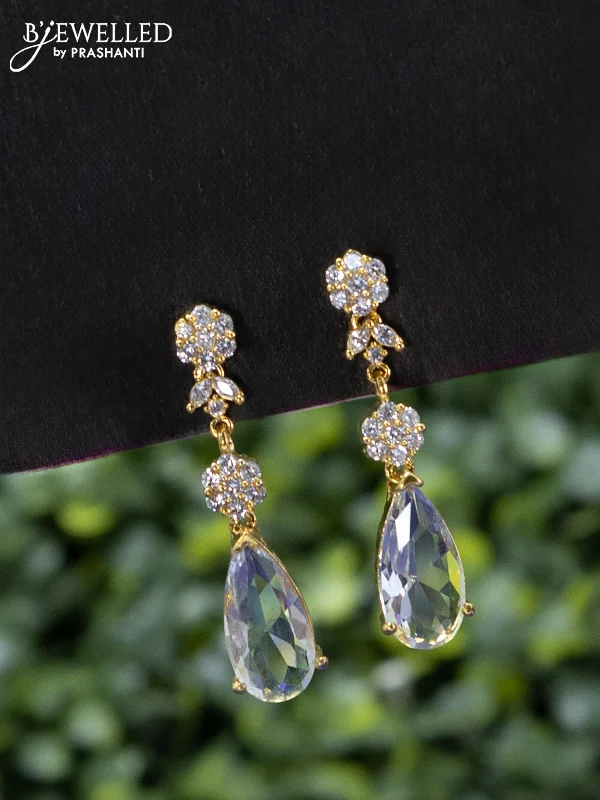 custom-designed hoop earrings -Zircon earrings with cz stones in gold finish