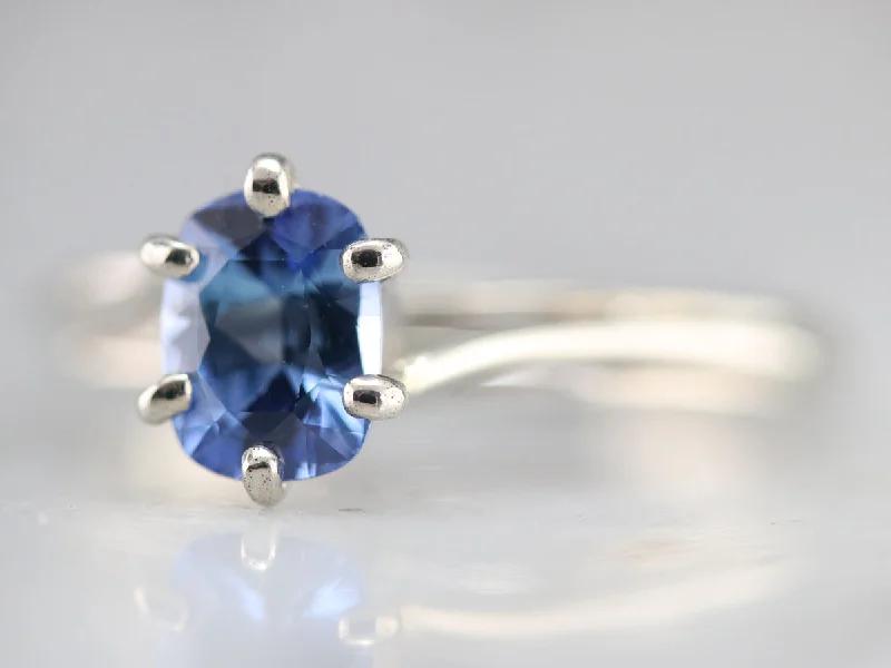 Cushion Cut Sapphire Solitaire Ring