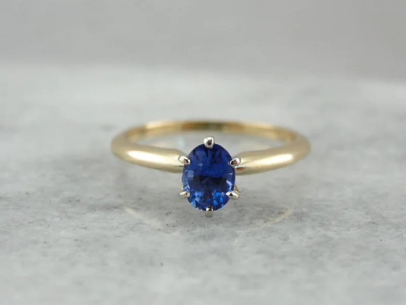 diamond engagement rings -Classic Sapphire Solitaire Engagement Ring in Yellow Gold, Benchmark Quality Gemstone