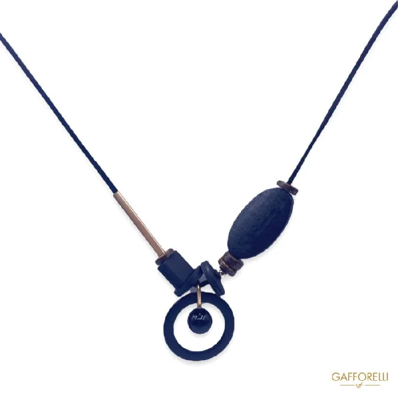 fashion necklaces for women -Geometric Necklace with Wire Caucciù C279 - Gafforelli Srl