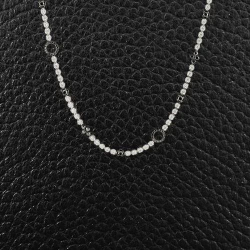 fashion-forward necklaces for women -Black & White Diamond Long Necklace